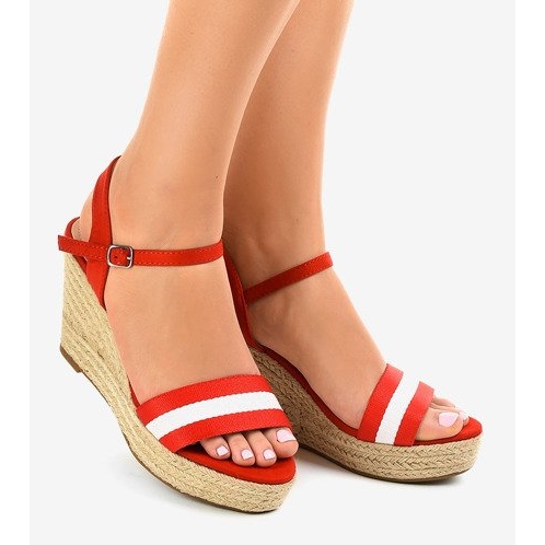 Røde sandaler med espadrilleskiver 9072 1