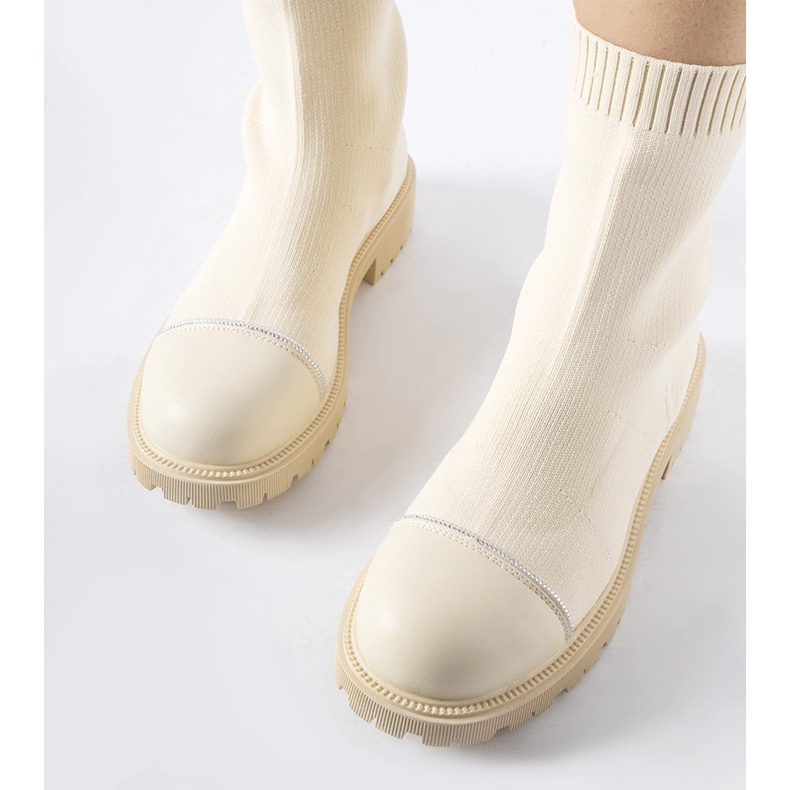 Beige ankelstøvler med rhinestones fra Vail 1