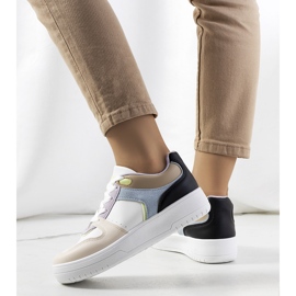Hvide og lilla sneakers til kvinder Lins beige 1
