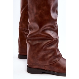 Flade damestøvler med rynket overdel, brun tercella 8