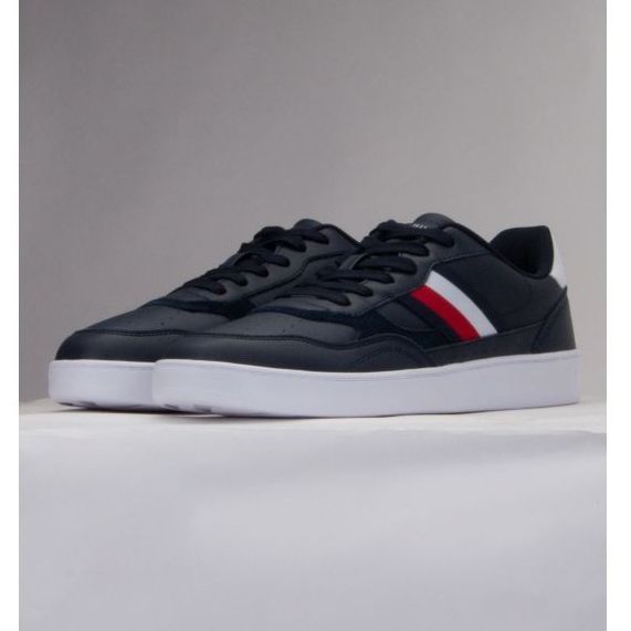 Tommy Hilfiger Court Cupsole Retro Lth Stripes sko M FM0FM04828 DW5 blå 1