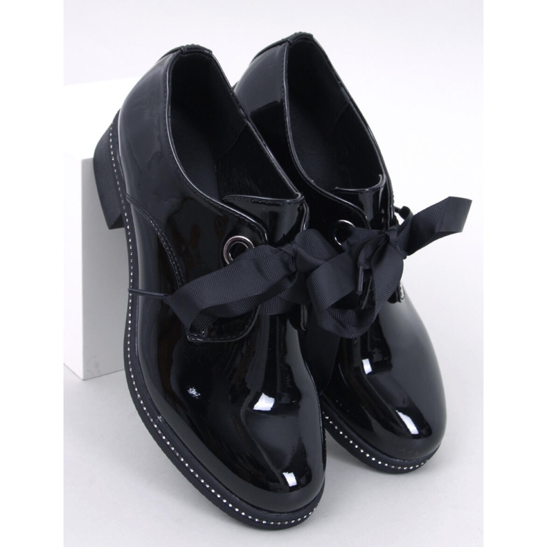 Davia Black patent mokkasiner sort 1