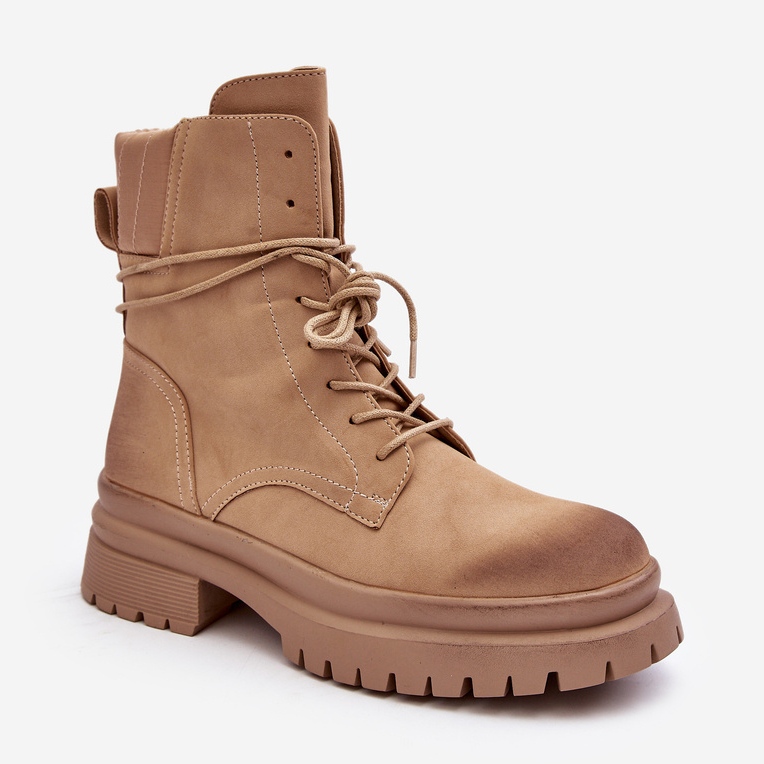 Trapper ankelstøvler til kvinder på en tyk sål, beige Narelona 2