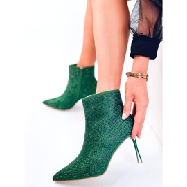Højhælede ankelstøvler med Demish Green krystaller grøn 2