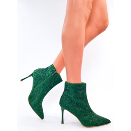 Højhælede ankelstøvler med Demish Green krystaller grøn 6