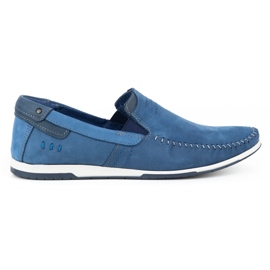 KOMODO Mænds læder loafers 876 blå 1