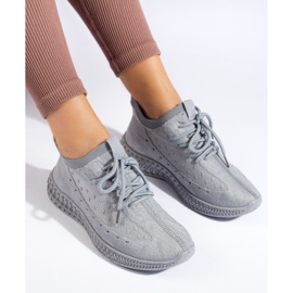 SHELOVET Grå tekstil sneakers 1