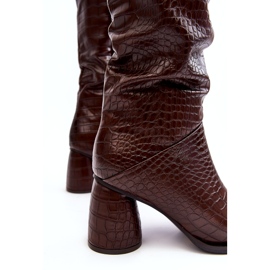 Knæhøje kvinders støvler med slangemønster, brun Ceriona 6