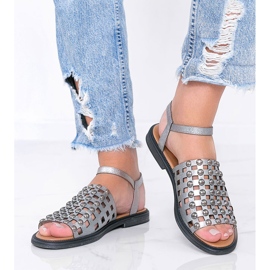 Grå metalliske sandaler med Luxy nitter 1