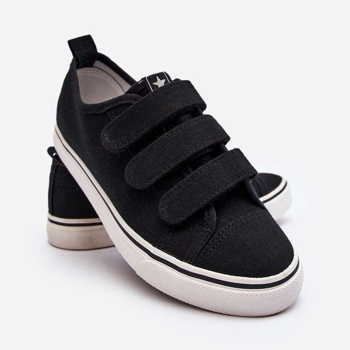 Lave velcro sneakers til børn, sort Dilan 1