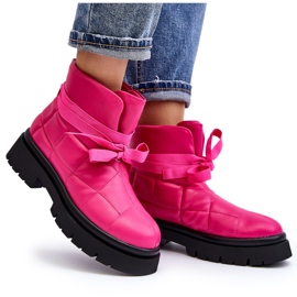 Dame ankelstøvler med quiltning og snøring Pink Bizzanti lyserød 9