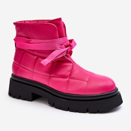 Dame ankelstøvler med quiltning og snøring Pink Bizzanti lyserød 1