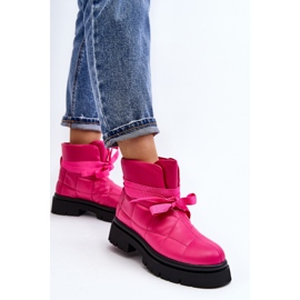 Dame ankelstøvler med quiltning og snøring Pink Bizzanti lyserød 5