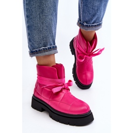 Dame ankelstøvler med quiltning og snøring Pink Bizzanti lyserød 7