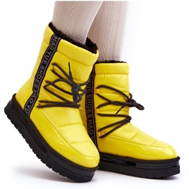 Kvinders snestøvler med bindende gul Lilar 12