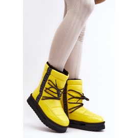 Kvinders snestøvler med bindende gul Lilar 5