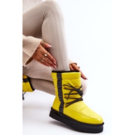 Kvinders snestøvler med bindende gul Lilar 1