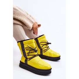 Kvinders snestøvler med bindende gul Lilar 2
