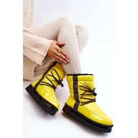 Kvinders snestøvler med bindende gul Lilar 3