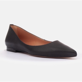 Marco Shoes Subtile læder ballet lejligheder sort 1