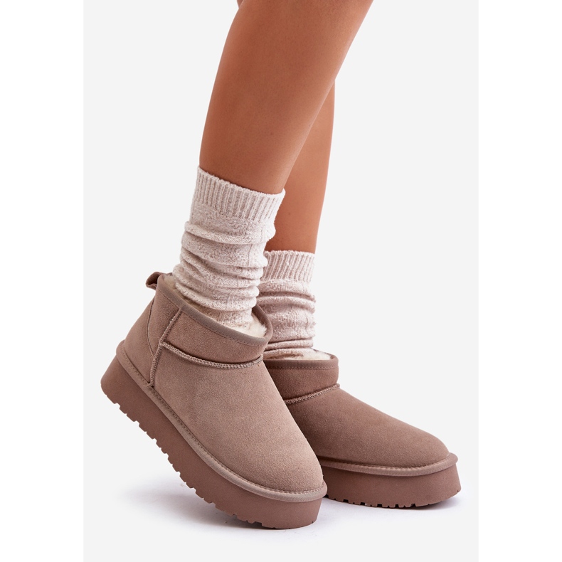 Moderigtige Khaki Nucca Ruskind lave snestøvler beige 2