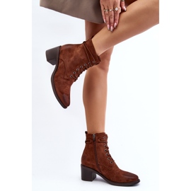 Damestøvler med lav hæl, brune Serellia 10