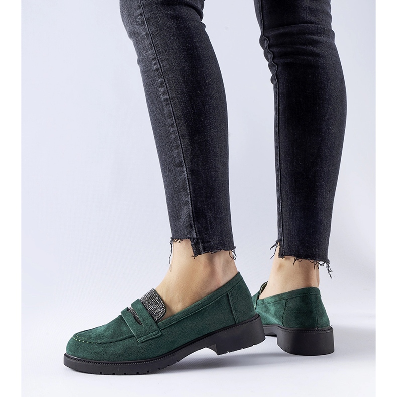 Grønne loafers med rhinsten fra Ippolito 1