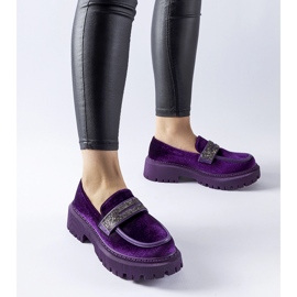 Lilla loafers med rhinsten fra Longuelo violet 1
