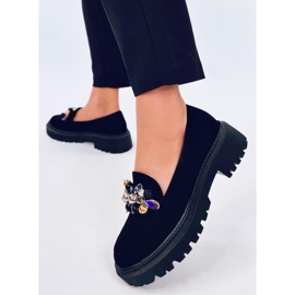 Dollin Black platform loafers med krystaller sort 1