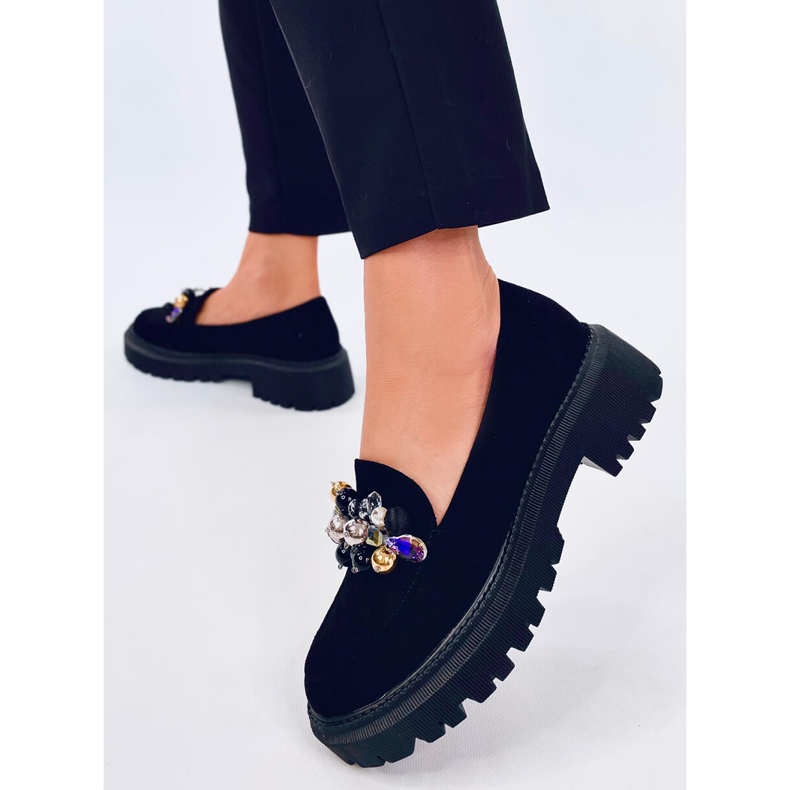 Dollin Black platform loafers med krystaller sort 1