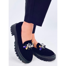 Dollin Black platform loafers med krystaller sort 2