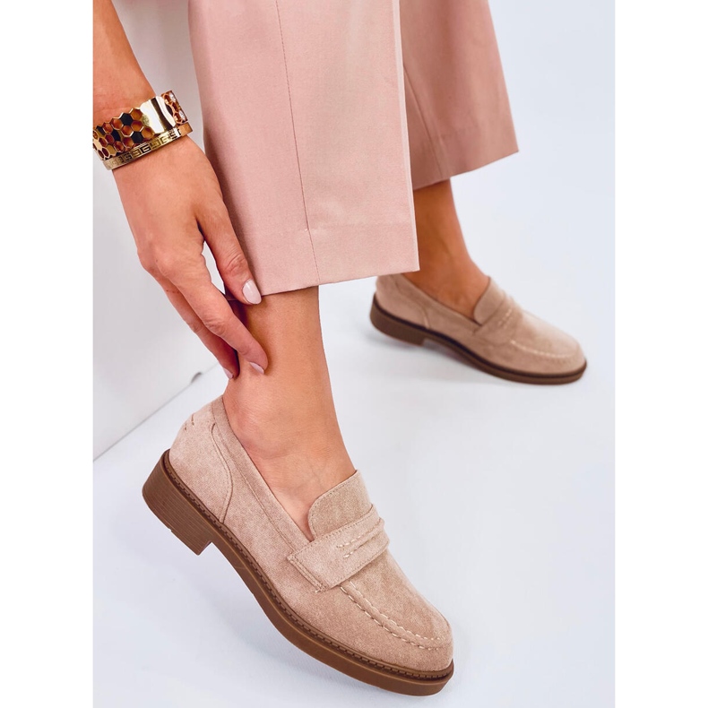 Antye Khaki ruskindsmokkasiner til kvinder beige 1