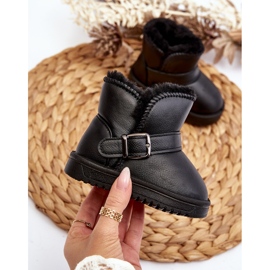 Øko lædersnestøvler til børn med rem, sort Orinor 3