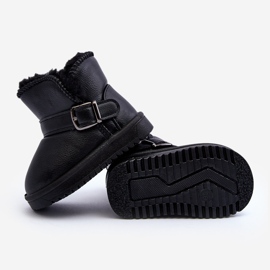 Øko lædersnestøvler til børn med rem, sort Orinor 7