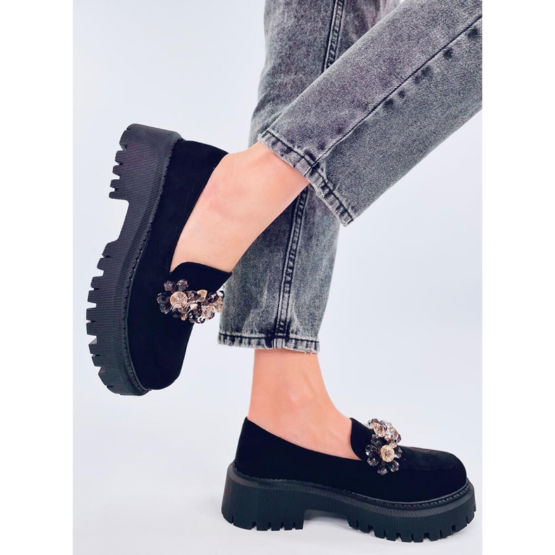 Heidi Black loafers med krystaller sort 2