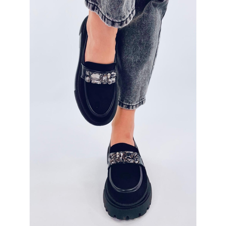 Keters Sorte platform loafers med sten 2
