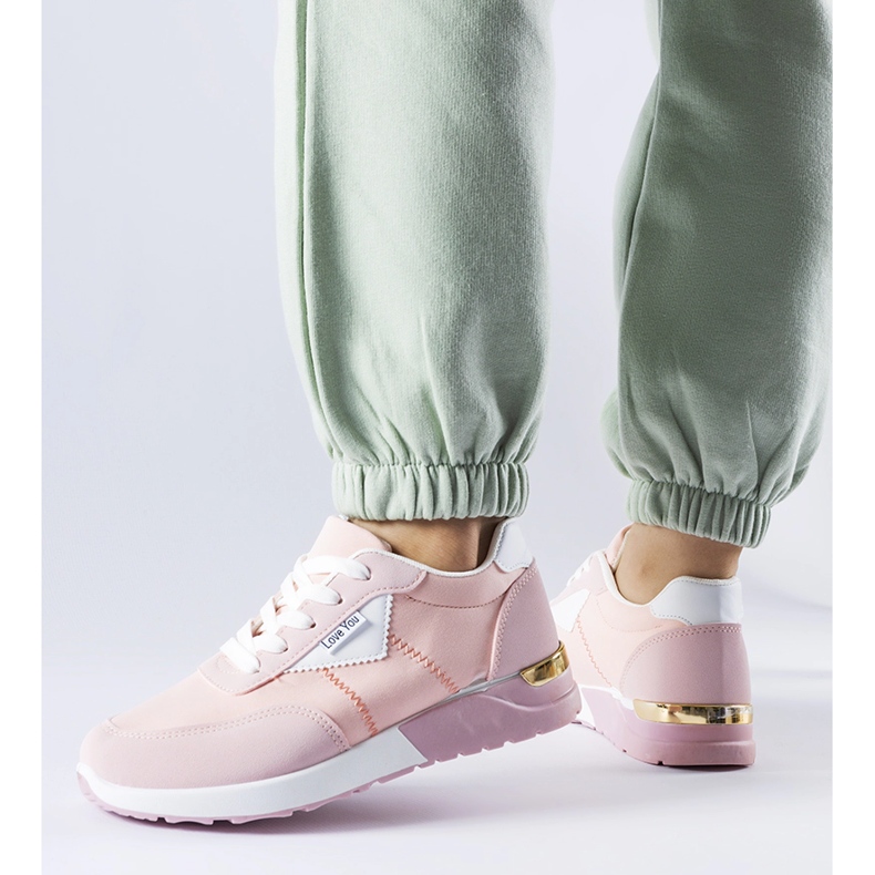 Pink stof sneakers fra Geraldino lyserød 1
