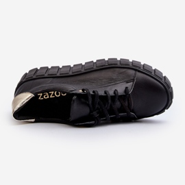 Zazoo 2919 lædersko til kvinder med tyk sål, sort 7