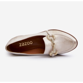 Zazoo 2880 lædermokkasiner til kvinder med gulddekoration gylden 8