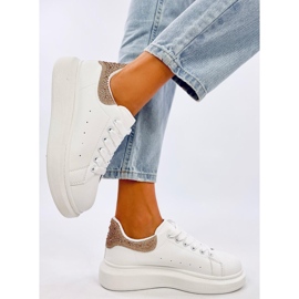 Parkss WHITE/GULD platform sneakers med rhinestones hvid 3