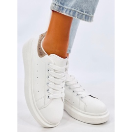 Parkss WHITE/GULD platform sneakers med rhinestones hvid 1