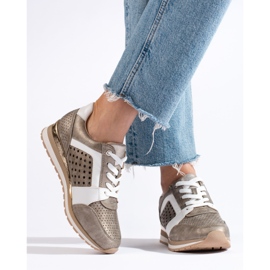 Daszyński guldgennembrudte sneakers til kvinder gylden 2