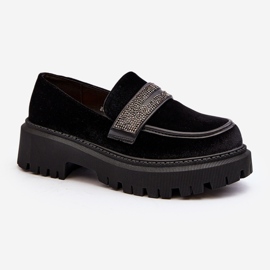 Dame velour mokkasiner med dekoration Sort Wendreda 2