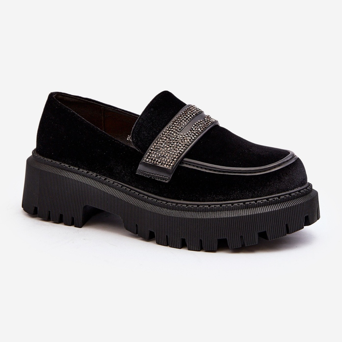 Dame velour mokkasiner med dekoration Sort Wendreda 2