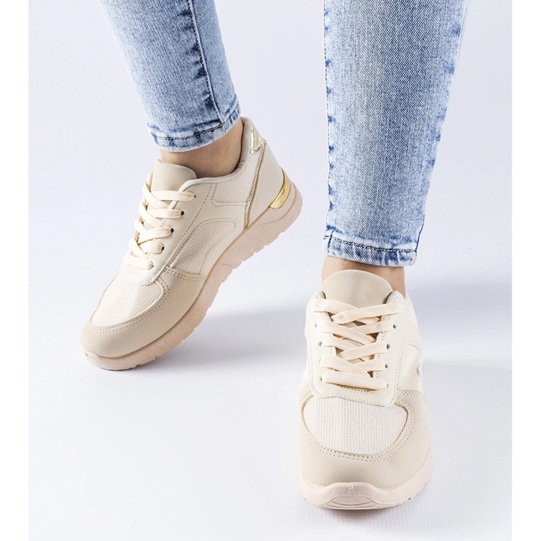 Beige sneakers lavet af kombinerede Gallo materialer 1