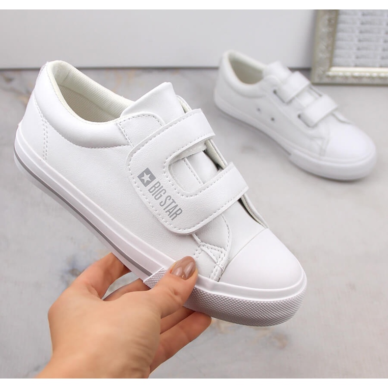 Børnesneakers lavet af økologisk læder med velcro, hvid Big Star LL374071 2