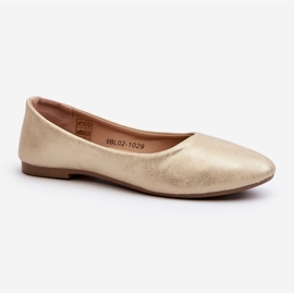 Læder Klassiske Ballerina Pumps Gold Stacee gylden 1