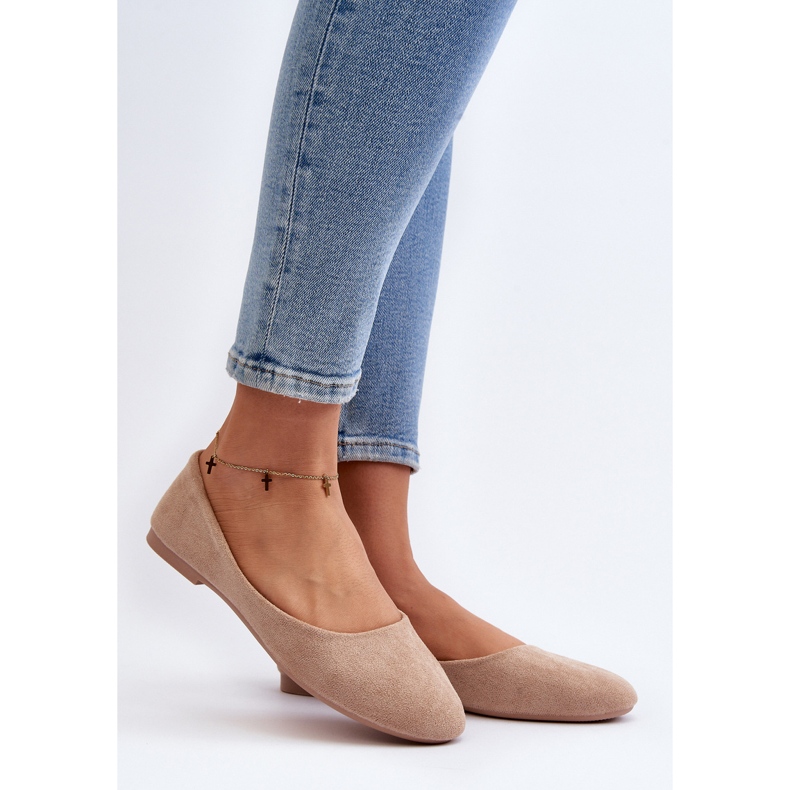 Dame beige ruskind ballerinaer Lasota 2