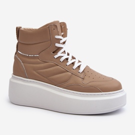 Zazoo 3392/X sportssko i læder til kvinder på platformen, beige 2