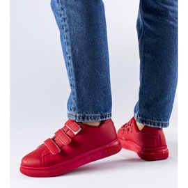 Røde sneakers med velcrolukning fra Paré 1